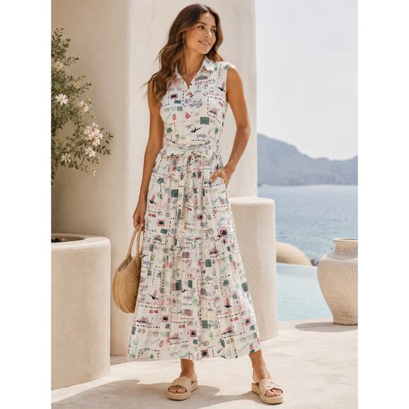 J. Crew Dresses & Skirts - J.Crew Sleeveless Collared Postcard Tiered Dress Size 6 NWT